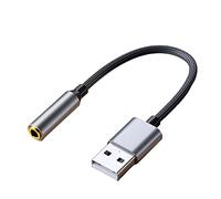fxwtich Audio Sound Converter Stable Data Transmission USB to 3.5mm Laptop Desktop Sound Card Practical Silver Gray 1M