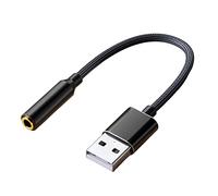 fxwtich Audio Sound Converter Stable Data Transmission USB to 3.5mm Laptop Desktop Sound Card Practical Black 1M