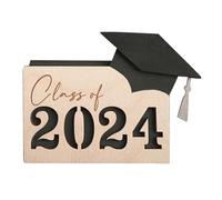 fxwtich College Graduation Keepsake School Days Memory Book Wooden Gift Card Holder Personalized 12-slot for High Graduates Customizable Class of Black