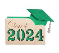 fxwtich College Graduation Keepsake School Days Memory Book Wooden Gift Card Holder Personalized 12-slot for High Graduates Customizable Class of Green