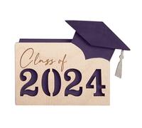 fxwtich College Graduation Keepsake School Days Memory Book Wooden Gift Card Holder Personalized 12-slot for High Graduates Customizable Class of Purple