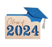 fxwtich College Graduation Keepsake School Days Memory Book Wooden Gift Card Holder Personalized 12-slot for High Graduates Customizable Class of Blue