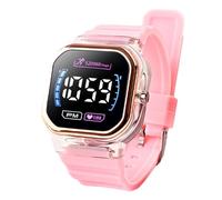 fxwtich Digital Watch LED Children Electronic Wrist Watch High Accuracy Portable, Pink, Dial Style