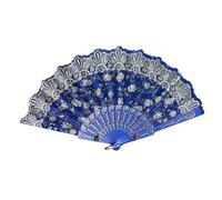 fxwtich Portable Lace Hand Fan Compact Flower Pattern Vintage Folding Floral Elegant Handheld Lightweight Plastic Rib for Dance Performance Photography Photo Royal Blue