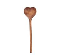 fxwtich Thick Handle Wooden Spoon Utensils,Heat Resistance Long Handle Anti-Crack Dishwasher Safe Heart-shaped Serving Spoon Kitchen Gadget Wooden Color