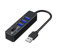 fxwtich USB Hub Universal High-Speed Transmission Safe USB 2.0 Hub Expansion Dock TF/SD-Card Reader Computer Accessories Black