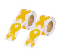 fxwtich Yellow Ribbon Awareness Sticker,Golden Ribbon Stickers Childhood Cancer COPD Awareness Stickers Self-Adhesive Ribbon Shape Stickers Golden 2pcs