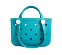 FXxswey Beach Bag for Women, Water-resistant Rubber Tote Bag, Sandproof Vacation Essentials for Summer Swim Cruise Pool (Lake Green)