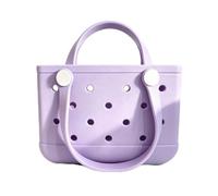 FXxswey Beach Bag for Women, Water-resistant Rubber Tote Bag, Sandproof Vacation Essentials for Summer Swim Cruise Pool (Light Purple)