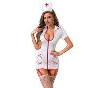 Fy-Dooy Adult Nurse Costume -Women's Sexy Teddy Babydoll Costume Exotic Cosplay Maids Outfit (M)