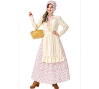 Fy-Dooy Women's Prairie Pioneer Costume - Carnival Halloween Cosplay Fancy Party Dress With Floral Print (M)