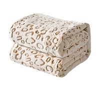 FY FIBER HOUSE Flannel Fleece Throw Microfiber Blanket with 3D Cheetah Print,130x150cm,Brown