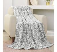 FY FIBER HOUSE Flannel Fleece Throw Microfiber Blanket with 3D Leopard Print,130x150cm,Grey