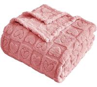 FY FIBER HOUSE Throw Blankets with Heart Checkered,Soft Warm Blankets for Lover Mom Father Friends Gifts,Washable Lightweight Fuzzy Blanket for Couch Sofa Bed All Season(Pink,50"x60")
