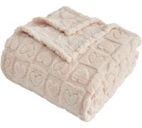 FY FIBER HOUSE Throw Blankets with Heart Checkered,Soft Warm Blankets for Lover Mom Father Gifts,Washable Lightweight Fuzzy Blanket for Couch Sofa Bed Office All Season(Beige,60"x80")