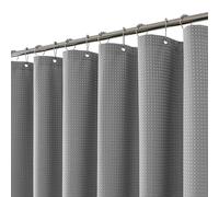 FY&XZH Heavy-Duty Waffle Weave Shower Curtain with Stainless Steel Hooks, Thick Fabric for Bathroom, Hotel, Spa & Salon-183 x 244cm (Gray)