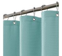 FY&XZH Heavy-Duty Waffle Weave Shower Curtain with Stainless Steel Hooks, Thick Fabric for Bathroom, Hotel, Spa & Salon-92 x 183cm (Blue)