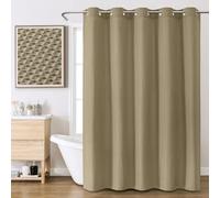 FY&XZH No Hook Waffle Shower Curtain with Laminated Waterproof Backing,Hotel Style Bath Curtain with Built-in Grommets, Machine Washable Thickened Fabric Shower Curtain for Bathroom,72W x 75H, Khaki