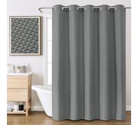 FY&XZH No Hook Waffle Shower Curtain with Laminated Waterproof Backing,Hotel Style Bath Curtain with Built-in Grommets, Machine Washable Thickened Fabric Shower Curtain for Bathroom,72W x 75H, Grey