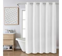 FY&XZH No Hook Waffle Shower Curtain with Laminated Waterproof Backing,Hotel Style Bath Curtain with Built-in Grommets, Machine Washable Thickened Fabric Shower Curtain for Bathroom,72W x 75H, White