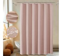 FY&XZH Shower Curtain, Heavy-Duty Linen-Texture Fabric Shower Curtain, Extra Soft Double-layer waterproof Shower Curtains With Smart Function Stainless Steel Hooks for Bathroom,183 x 214cm (Pink)