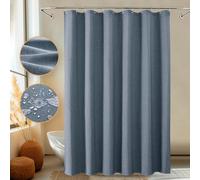FY&XZH Shower Curtain, Heavy-Duty Linen-Texture Fabric Shower Curtain, Extra Soft Double-layer waterproof Shower Curtains With Smart Function Stainless Steel Hooks for Bathroom, 183 x 183cm(Dark Blue)