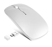 FYBC Wireless Bluetooth Mouse - 2.4G Wireless Computer Mouse,Portable Tri-Mode（ Bluetooth 5.2 & 2.4G & Mouse Jiggler） Rechargeable Silent Slim Wireless Mouse for Laptop/Computer/Apple/MacBook-Silver