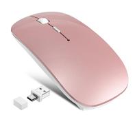 FYBC Wireless Bluetooth Mouse for MacBook/iPad/Macboo Air/MacBook Pro/PC/Laptop Wireless Computer Mouse Jiggler Portable Tri-Mode Bluetooth 5.2 & 2.4G & Mouse Rechargeable Silent Slim - Rosepink