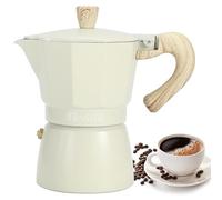Fybida Moka Coffee Pot, 300ML Classic Stovetop Coffee Maker Aluminium Octagonal Moka Pot, Stovetop Pot Coffee Brewer for Home Office Coffee Shop, Faint Yellow