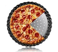 Fybida Non Stick Pizza Trays 14cm/5.5inch, Carbon Steel Pizzas Pans with Perforated Base, Round Baking Trays for Crispy Cooking, Pizza Oven Trays for Pizza's Garlic Bread