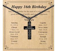 FYBLYCOO 7-20 Years Old Birthday Gifts for Men, Black Cross Necklace Birthday Decorations Religious Christian Jewelry Bible Verse Joshua 1:9 for Men, Son, Grandson, Nephew, 12 Inch, Stainless Steel