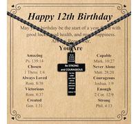 FYBLYCOO 7-20 Years Old Birthday Gifts for Men, Black Cross Necklace Birthday Decorations Religious Christian Jewelry Bible Verse Joshua 1:9 for Men, Son, Grandson, Nephew, 12 Inch, Stainless Steel