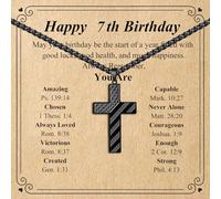 FYBLYCOO 7-20 Years Old Birthday Gifts for Men, Black Cross Necklace Birthday Decorations Religious Christian Jewelry Bible Verse Joshua 1:9 for Men, Son, Grandson, Nephew, 12 Inch, Stainless Steel