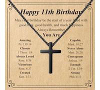FYBLYCOO 7-20 Years Old Birthday Gifts for Men, Black/Silver/Gold Cross Necklace Birthday Decorations Religious Christian Jewelry for Men, Son, Grandson, Nephew, 12 Inch, Stainless Steel, No Gemstone