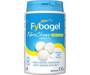 Fybogel Fibrechews Citrus - Fibre Chews, Citrus, 60 Tablets, Effective Constipation Relief, Maintains Regularity