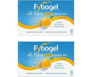 Fybogel Orange Hi-Fibre Sachet, 30 Sachets X 2, 60 Total | Ispaghula Husk, Constipation Relief, Maintains Regularity, Helps Digestive System, Natural, Laxatives, Digestion and Nausea