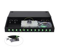 fyboptwu - 1 Pack 12 Singlemode 12 Port SC-APC Rack Mount Enclosure Box & Splice Trays Fiber Cables Kit (Include Pigtail & Couplers), 12 Core LGX Loaded Patch Panel Box fits for 19" Racks Cabinet,