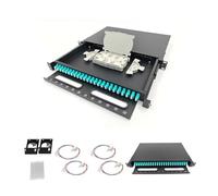 FYBOPTWU-24 Duplex 48 Port LC Multimode OM3 Rack Mount Enclosure Box with Pigtails & Couplers, 48 Core LGX Patch Panel Box (Drawer Type Design) fits for 19" Racks Cabinet