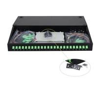 FYBOPTWU - 24 Singlemode 24 Port SC-APC Rack Mount Enclosure Box & Splice Trays Fiber Cables Kit (Include Pigtail & Couplers), 24 Core LGX Loaded Patch Panel Box fits for 19" Racks Cabinet, 1 Pack