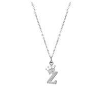 Fycakly 26 English Letters Full Pendant Necklace For Women Rhinestone Necklaces A Z 26 Alphabet Initial Necklaces For Teen Girls Jewelry Semi Colon Necklace (Z, One Size)