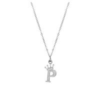 Fycakly 26 English Letters Full Pendant Necklace For Women Rhinestone Necklaces A Z 26 Alphabet Initial Necklaces For Teen Girls Jewelry Semi Colon Necklace (P, One Size)