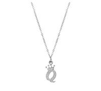 Fycakly 26 English Letters Full Pendant Necklace For Women Rhinestone Necklaces A Z 26 Alphabet Initial Necklaces For Teen Girls Jewelry Semi Colon Necklace (Q, One Size)