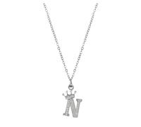 Fycakly 26 English Letters Full Pendant Necklace For Women Rhinestone Necklaces A Z 26 Alphabet Initial Necklaces For Teen Girls Jewelry Semi Colon Necklace (N, One Size)