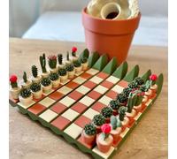 Fycakly 3D Printed 32PCS Cactus Board Set Roll Up Portable Cactichess Travel Board Succulent for Lovers 16