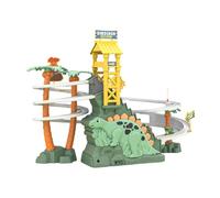 Fycakly 66PCS Dinosaur Engineering Adventure Track Set for Kids 3+, Climbing Ladder Rotating, Interactive Construction Playset with Music, 4 Mini Cars & 2 Dinosaur Figures, Ideal 19