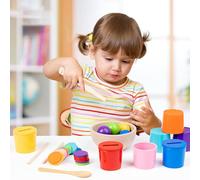 Fycakly 8 Colors Wooden Color Sorting Cup Game Toy Color Classification Cup Educational Toy for Kindergarten Desktop Game 29