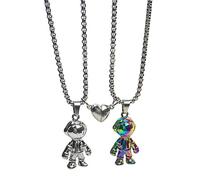Fycakly Astronaut Necklaces Couples Gift Each 2 Pendants Day Astronaut Necklaces Other Valentine's Pairing Attracting Pendants Locket for Girls (A, One Size)