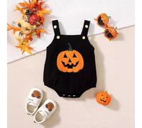 Fycakly Baby Neutral Halloween Corduroy with Pumpkin Harnesses Pumpkin Costume Toddler (Black, 3-6 Months)