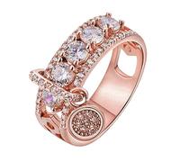 Fycakly Band Rings for Men Stainless Steel Rings Round Pendant Zircon Women Fashion Trend Full Zircon Ring Ladies Jewelry For Women Size 6 10 Jewelry Teen Girls 12-14 (Rose Gold, 9)