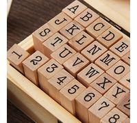 Fycakly Basic Notebook Set Alphanumeric English Retro Wooden Stamp 36 Typewriter TYPO 05